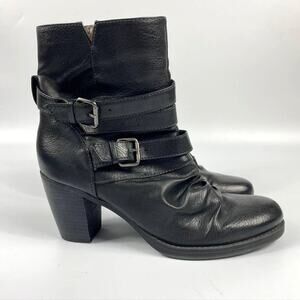 Womens Natural Soul Naturalizer Carma Block  Heel Strappy Ankle Boot Black  9.5